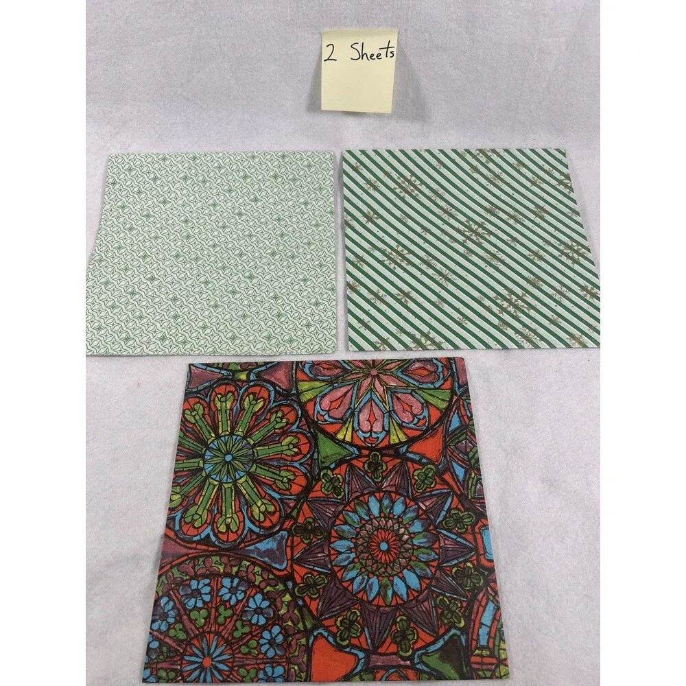 Vintage Folded Wrapping Paper Christmas Designs Lot of 36 Sheets in Original Box